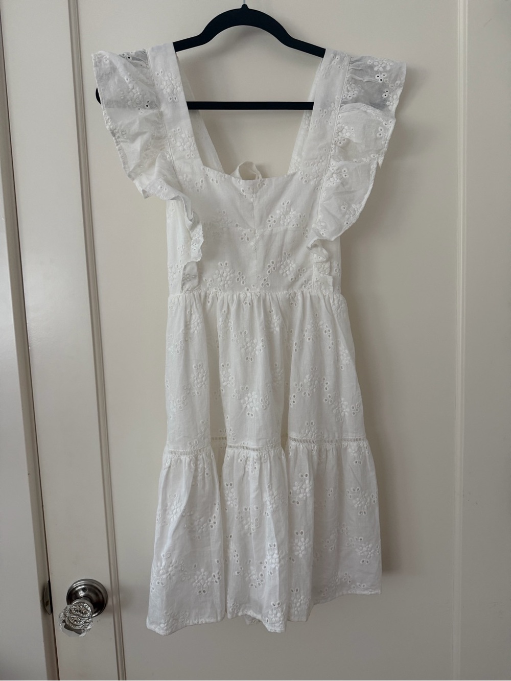 bloom White Eyelet Ruffle Mini Dress